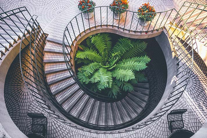 Beautiful Lobby Spiral Staircase