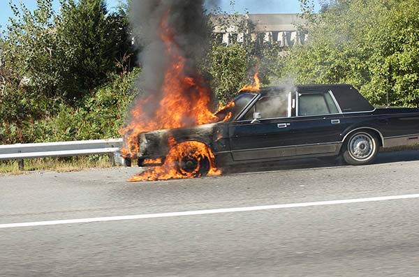 Car with Engine on Fire