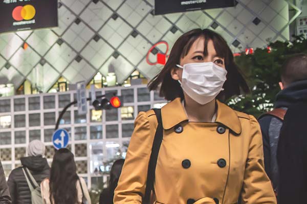 Asian Girl Wearing Breathing Mask