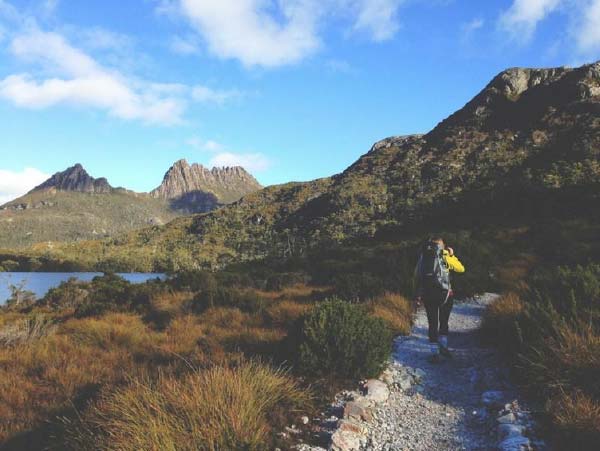 Hiker Walking Along Track