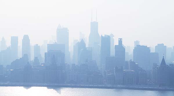 Smog Hanging Over City Skyline