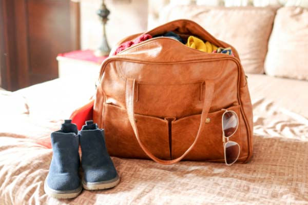 Weekend Bag Packed on Bed