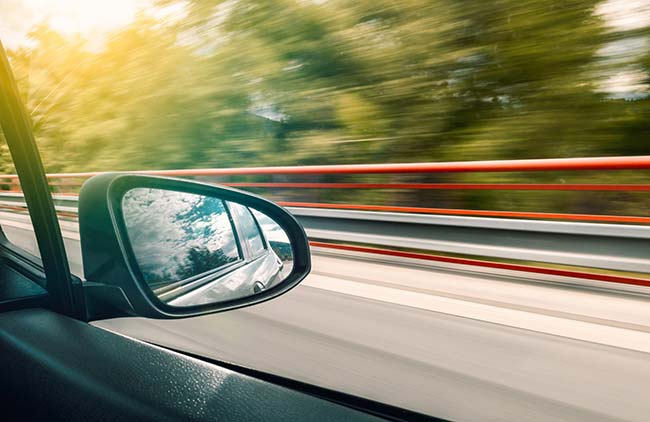 View of Car Rear Mirror