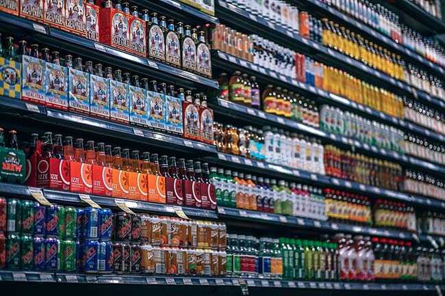 Shop Refrigerator Full of Sugary Drinks