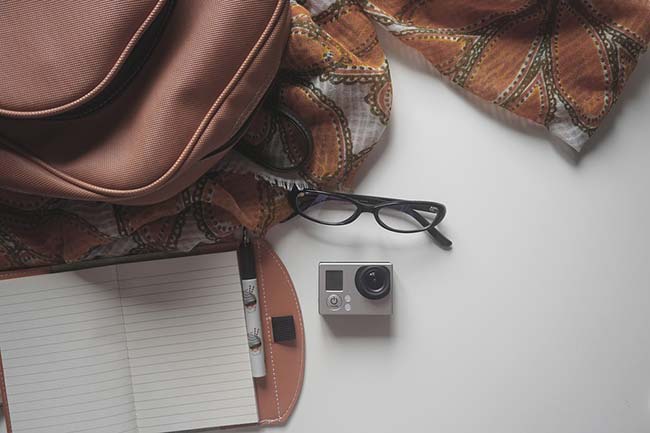 Womans Purse Scarf & Camera