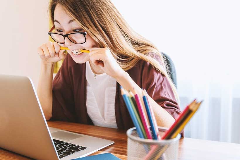 Girl Struggling with Homework