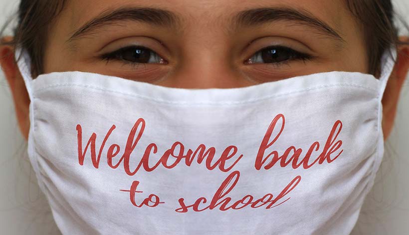 Schoolgirl Wearing Facemask