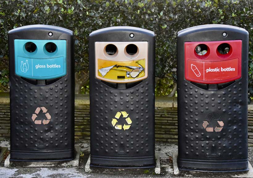 Three Recycling Bins