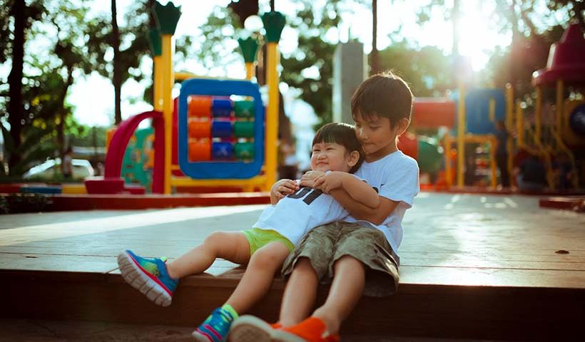 Two Asian Children Playing