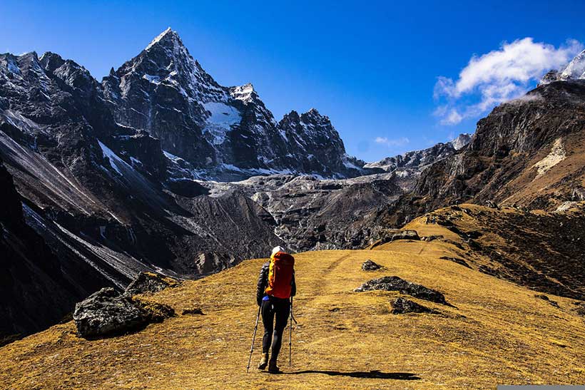 Hiker Climbing Mount Everest